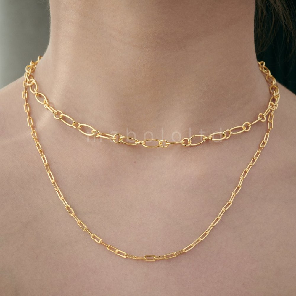 NEW - 18K Gold Double Chain Gold Necklace
